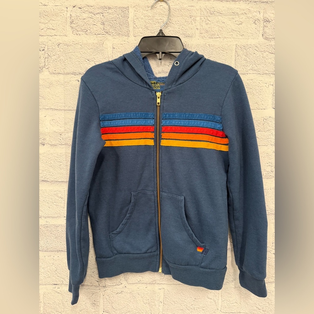 Aviator Nation Kids 5-Stripe Blue Hoodie Size 10